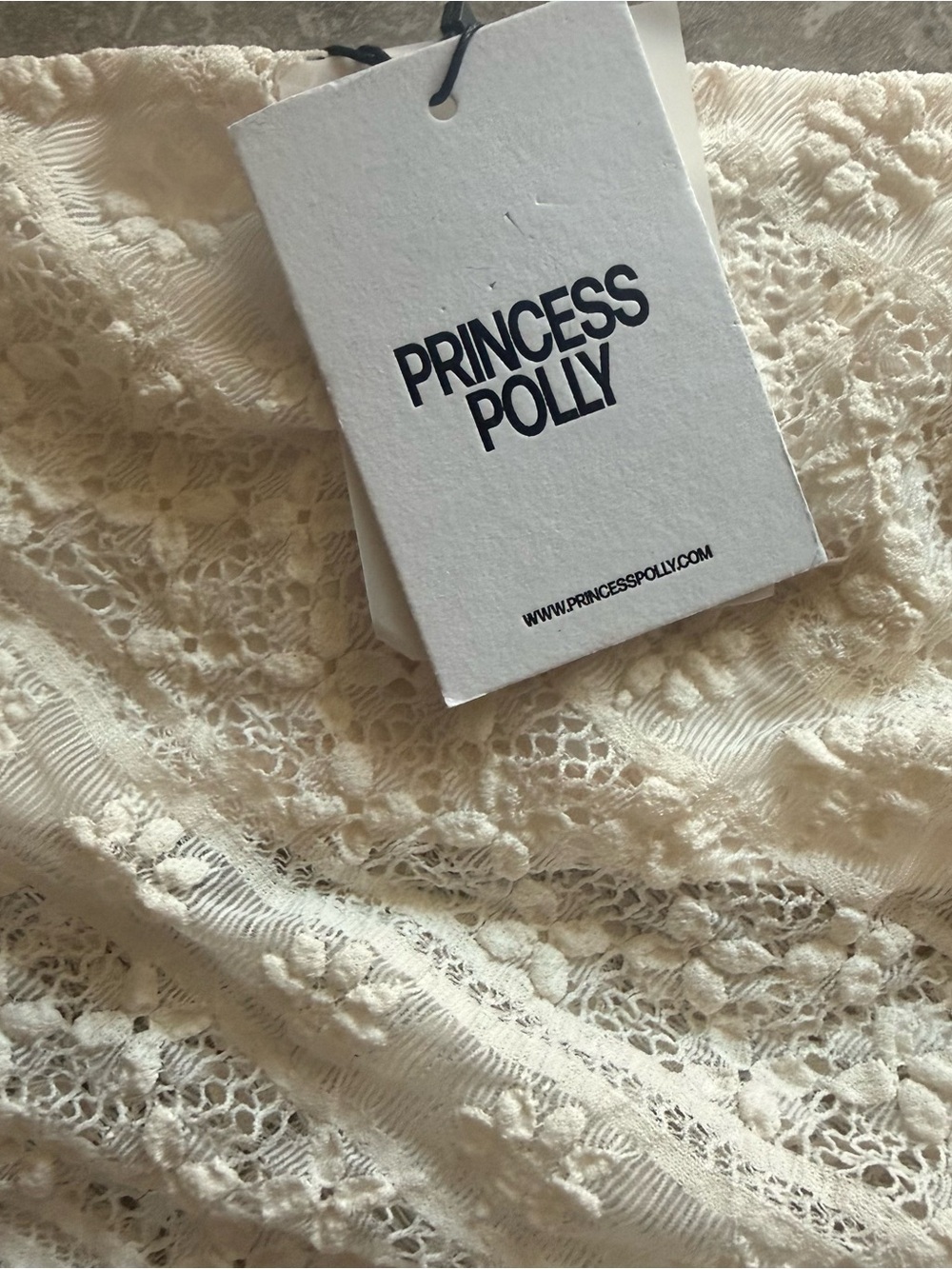 Princess Polly Cream Lace Strapless Scarf Top with Side Tie - Picture 2 of 3